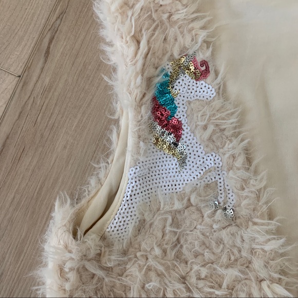 Self Esteem Faux Fur Sequin Unicorn Vest Girls sz Large - Picture 2 of 4